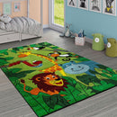 Kids Rug for Nursery Jungle Animals Green