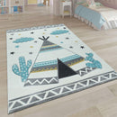 Kids Rug Modern Pastel Colors Teepee Tent in Desert 3D