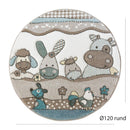 Kids Rug Nursery Contour Cut Farm Animals Beige Cream Pastel