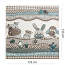 Kids Rug Nursery Contour Cut Farm Animals Beige Cream Pastel
