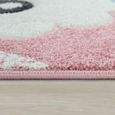 Kids Rug Nursery Cute Alpaca 3D Pink White Pastel