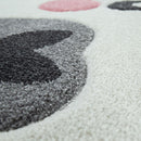 Kids Rug Nursery Cute Alpaca 3D Pink White Pastel