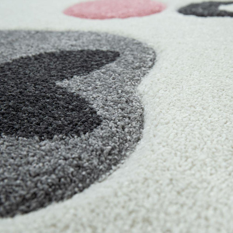 Kids Rug Nursery Cute Alpaca 3D Pink White Pastel