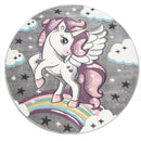 Kids Rug Rainbow Unicorn Colourful Grey