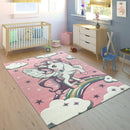 Kids Rug Rainbow Unicorn Pastel Pink