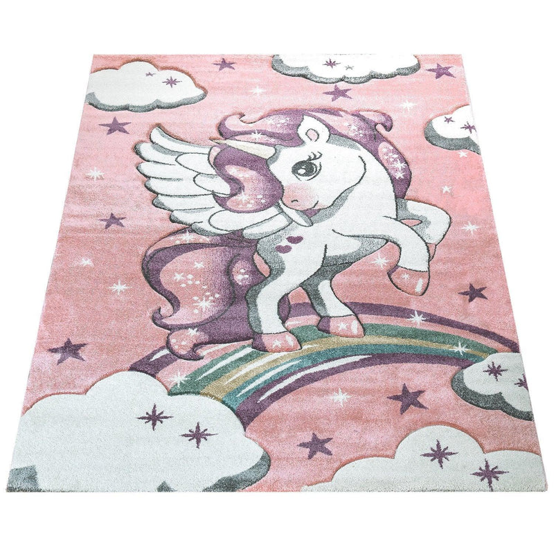 Kids Rug Rainbow Unicorn Pastel Pink