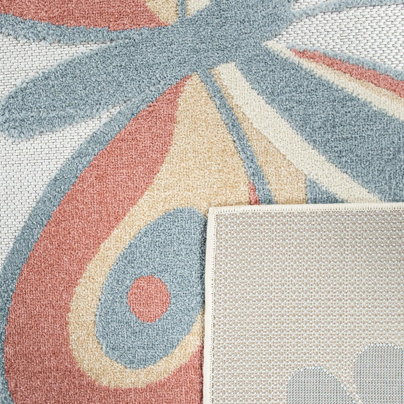 Kids Rug Tweet Colorful Playmat with Butterflies - Beige Cream
