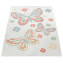 Kids Rug Tweet Colorful Playmat with Butterflies - Beige Cream