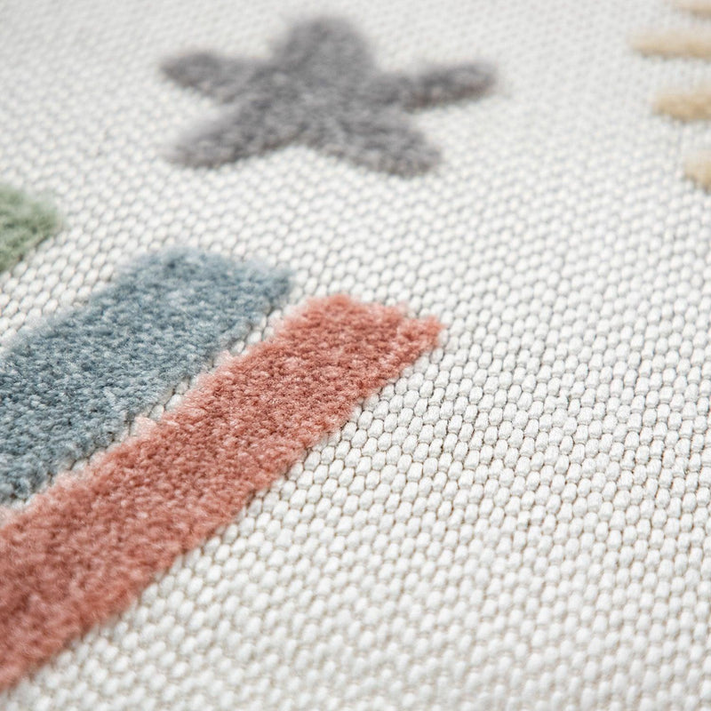 Kids Rug Tweet Colorful Rainbow Play-Mat in Cream