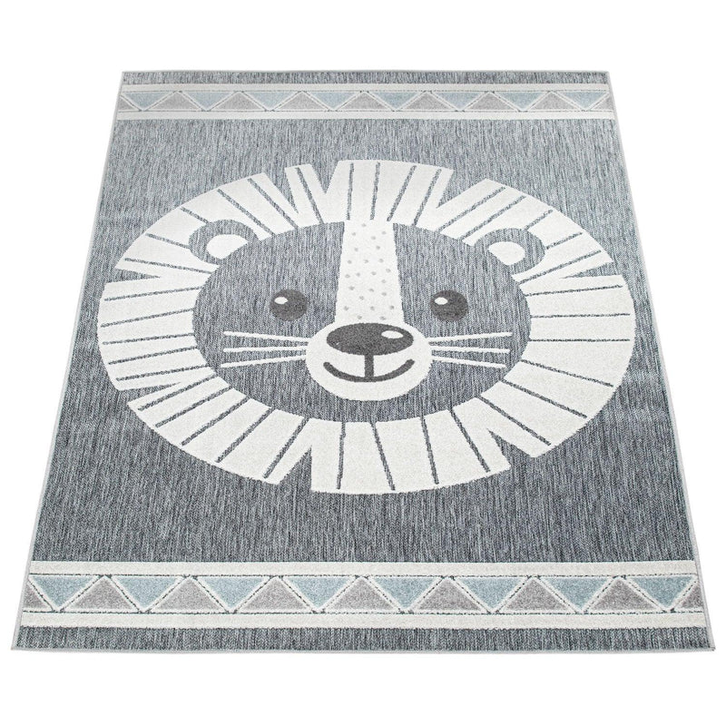 Kids Rug Tweet Happy Lion Play-Mat in Mottled Grey