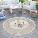Kids Rug Tweet Happy Lion Play-Mat Round in Beige