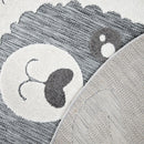 Kids Rug Tweet Round Play Mat Llama Motif in Mottled Grey