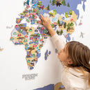 Animal World Map Indigo