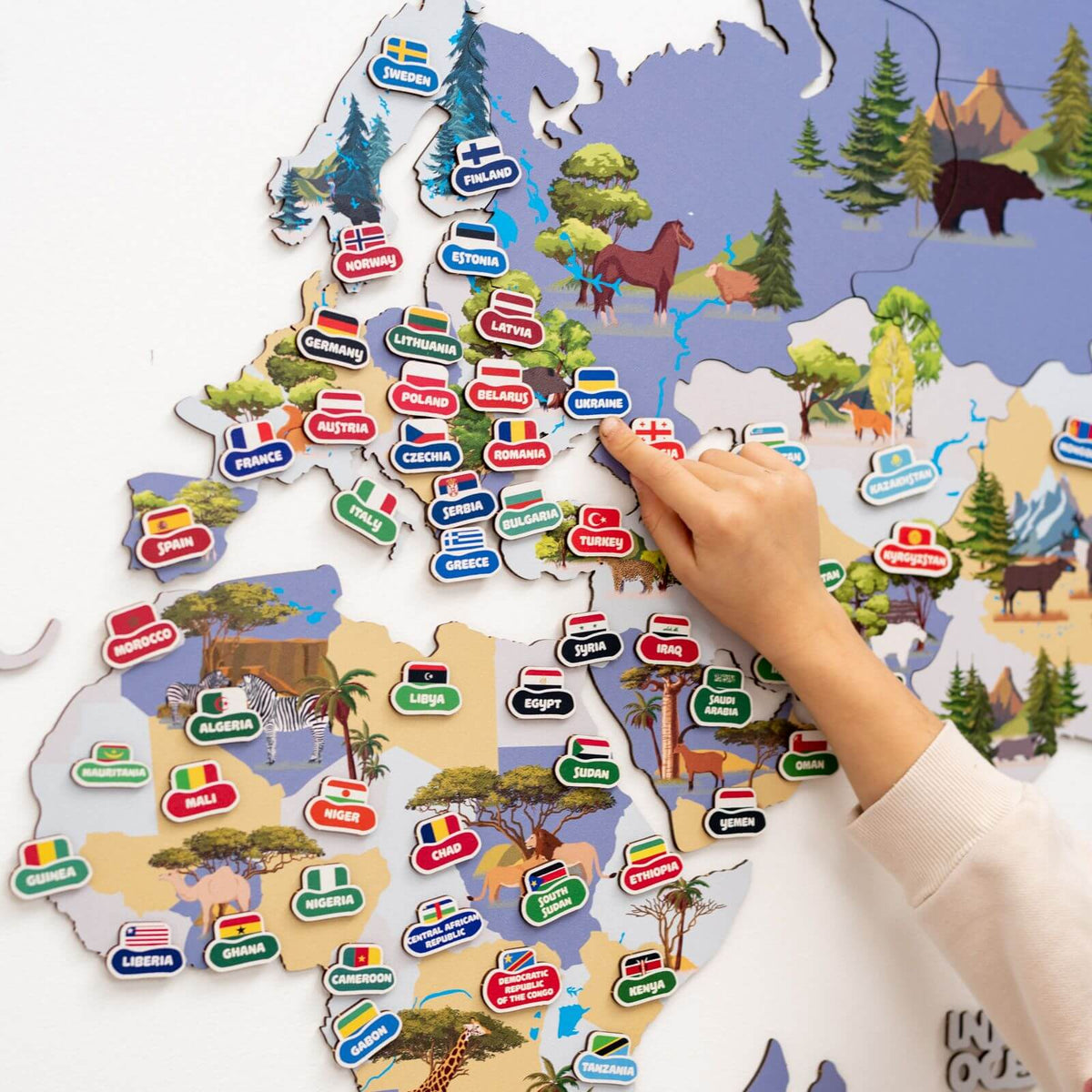 Animal World Map Indigo, photo 2 of 15