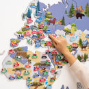 Animal World Map Indigo
