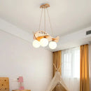 GobekUsa Kids Wood Airplane Chandelier LED Suspension Light for Boy's Bedroom