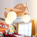 GobekUsa Kids Wood Airplane Chandelier LED Suspension Light for Boy's Bedroom