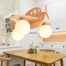 GobekUsa Kids Wood Airplane Chandelier LED Suspension Light for Boy's Bedroom