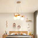 GobekUsa Kids Wood Airplane Chandelier LED Suspension Light for Boy's Bedroom