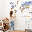 Animal World Map Indigo