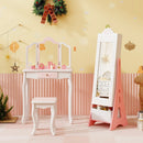 Kids Jewelry Cabinet with Full-Length Mirror and Foldable Drawer-White by LJGDeals