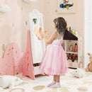 Kids Jewelry Cabinet with Full-Length Mirror and Foldable Drawer-White by LJGDeals