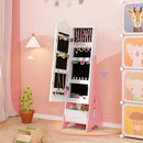 Kids Jewelry Cabinet with Full-Length Mirror and Foldable Drawer-White by LJGDeals