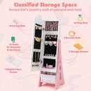 Kids Jewelry Cabinet with Full-Length Mirror and Foldable Drawer-White by LJGDeals