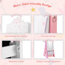 Kids Jewelry Cabinet with Full-Length Mirror and Foldable Drawer-White by LJGDeals
