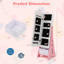 Kids Jewelry Cabinet with Full-Length Mirror and Foldable Drawer-White by LJGDeals