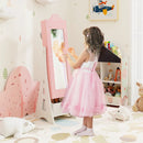 Kids Jewelry Cabinet with Full-Length Mirror and Foldable Drawer-Pink by LJGDeals