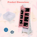 Kids Jewelry Cabinet with Full-Length Mirror and Foldable Drawer-Pink by LJGDeals