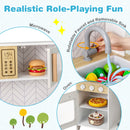 Kids Kitchen Playset with Lights Sounds Microwave Stoves Sink Oven and Cooking Accessories-White