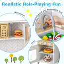 Kids Kitchen Playset with Lights Sounds Microwave Stoves Sink Oven and Cooking Accessories-White by LJGDeals