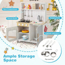 Kids Kitchen Playset with Lights Sounds Microwave Stoves Sink Oven and Cooking Accessories-White by LJGDeals