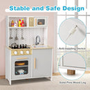 Kids Kitchen Playset with Lights Sounds Microwave Stoves Sink Oven and Cooking Accessories-White by LJGDeals
