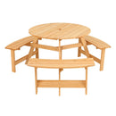 Kids Outdoor Wooden Picnic Table and Bench Set with Umbrella Hole-Natural by LJGDeals