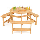 Kids Outdoor Wooden Picnic Table and Bench Set with Umbrella Hole-Natural by LJGDeals