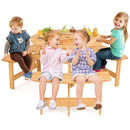 Kids Outdoor Wooden Picnic Table and Bench Set with Umbrella Hole-Natural by LJGDeals