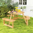Kids Outdoor Wooden Picnic Table and Bench Set with Umbrella Hole-Natural by LJGDeals