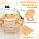 Kids Outdoor Wooden Picnic Table and Bench Set with Umbrella Hole-Natural by LJGDeals