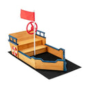 Kids Pirate Boat Wooden Sandbox Children Outdoor Playset by LJGDeals