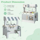 Double Sided Kids Pretend Kitchen Playset with 2-Seat Cafe-Gray by LJGDeals