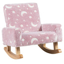 Kids Rocking Chair Upholstered Flannel Children Rocker with Solid Poplar Wood Rocking Feet by DirectDeals