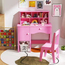 Kids Study Desk and Chair Set with Chair Hutch and Storage Cabinet for 3+ Years Old by LJGDeals
