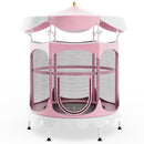 64 Inch Kids Trampoline with Detachable Canopy and Safety Enclosure Net