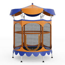 64 Inch Kids Trampoline with Detachable Canopy and Safety Enclosure Net