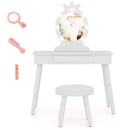 Kids Vanity Set with Lighted Mirror with Adjustable Brightness and Large Drawer by LJGDeals