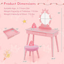 Kids Vanity Set with Lighted Mirror with Adjustable Brightness and Large Drawer by LJGDeals