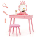 Kids Vanity Set with Lighted Mirror with Adjustable Brightness and Large Drawer by LJGDeals